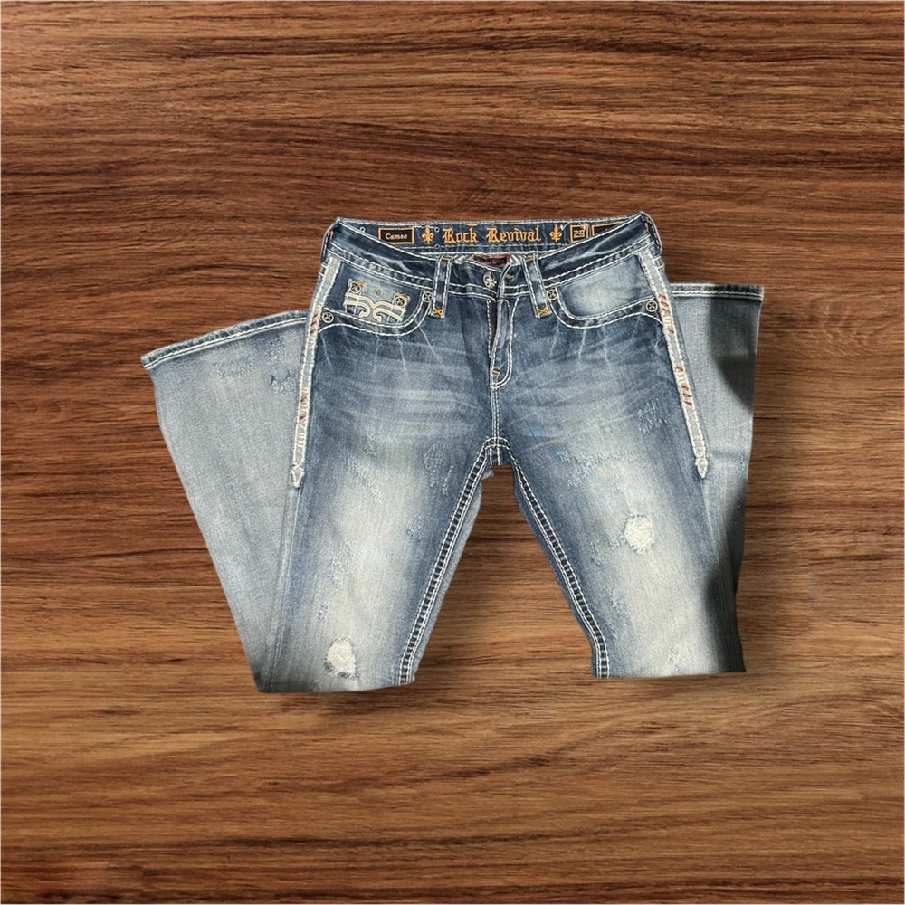 Rock Revival Women's Distressed Blue Boot Cut Jeans